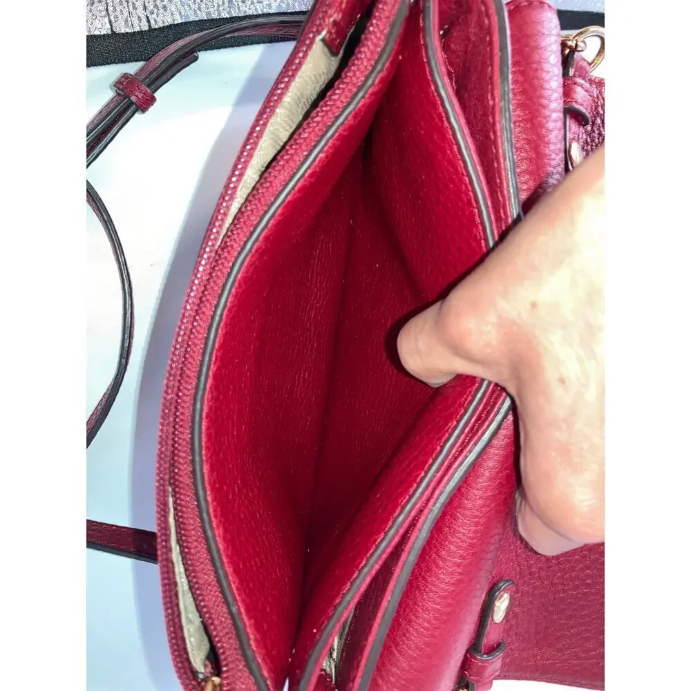 MICHAEL KORS, SMALL RED PEBBLED LEATHER CROSSBODY BAG
